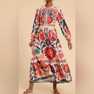 SHEIN Multicolor Floral Long Sleeve Dress